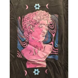 Artist-Signed Black Cotton Graphic T-Shirt Medium “Bust Sculpture” Print